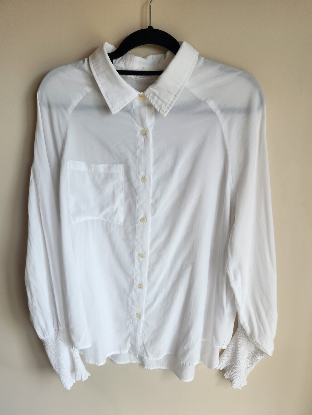 LA MIEL White Peasant Collar Button Down Blouse Size Large Guc